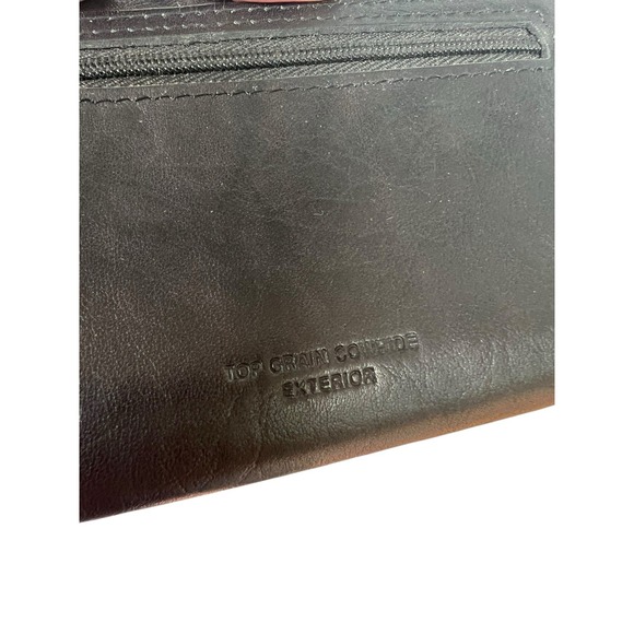 Buxton Double Zip Leather Organizer Wallet Black Unused With Mirror 6"x4" - Picture 8 of 14